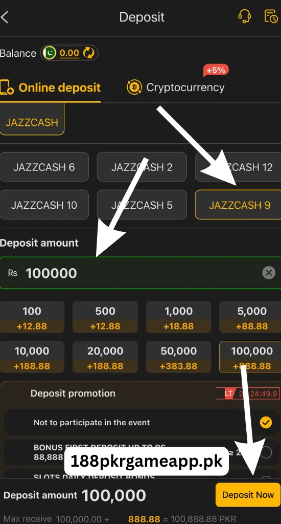 188pkr game deposit